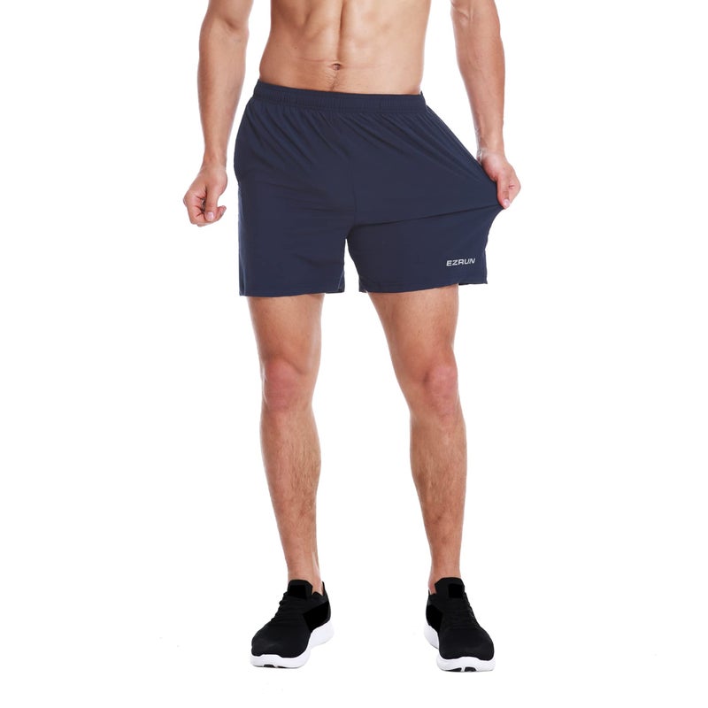 EZRUN Men's 5 Inches Running Workout Shorts Quick Dry Lightweight Athletic Shorts with Liner Zipper Pockets (2-Pack,L) - Image 4